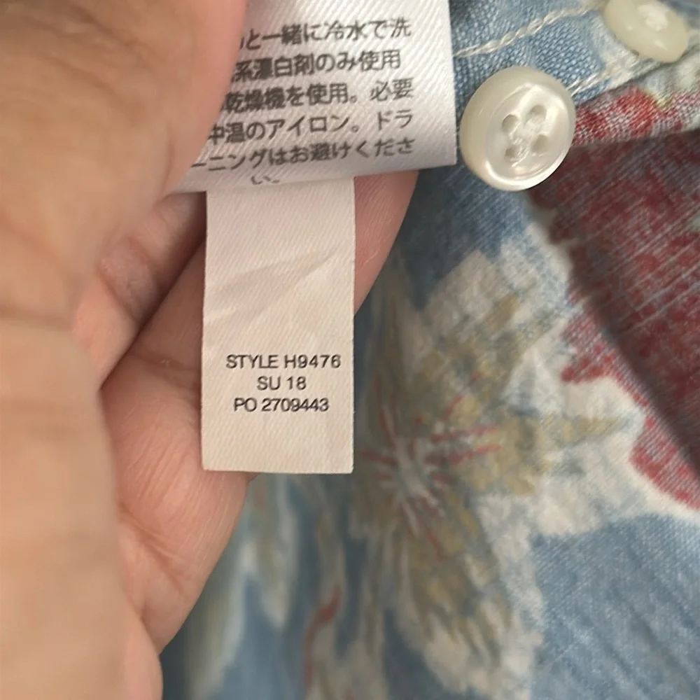 J. Crew 100% Cotton Floral Hawaiian Printed Classic Fit Button Down Shirt Size M - Picture 5 of 6